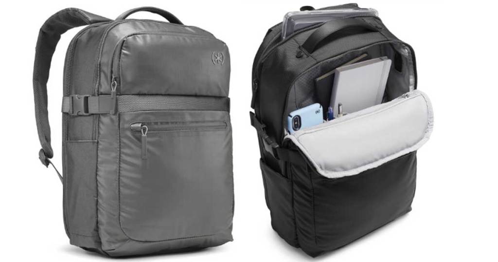 gray business backpack