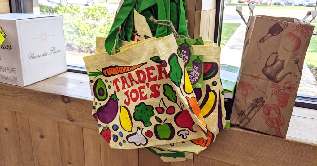 trader joe's shopping bag in store