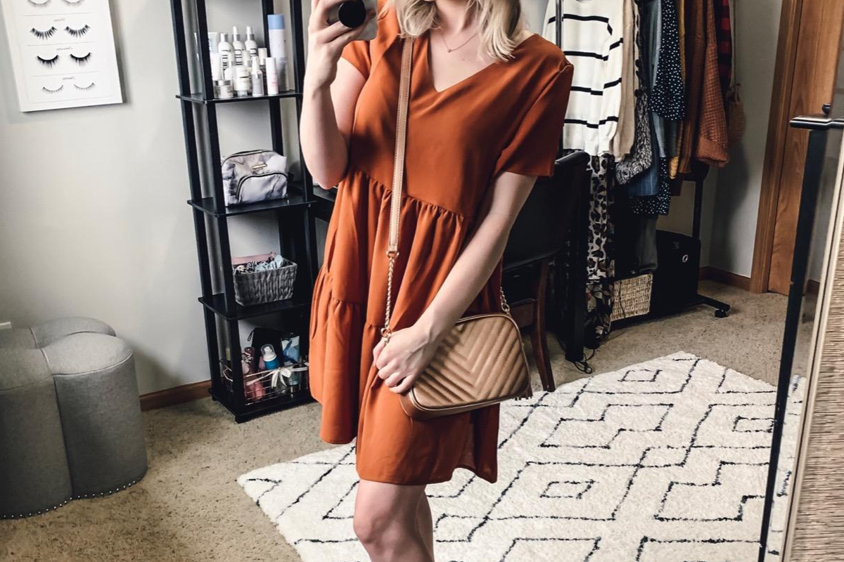 cute fall dresses from Amazon - tunic flowy orange dress