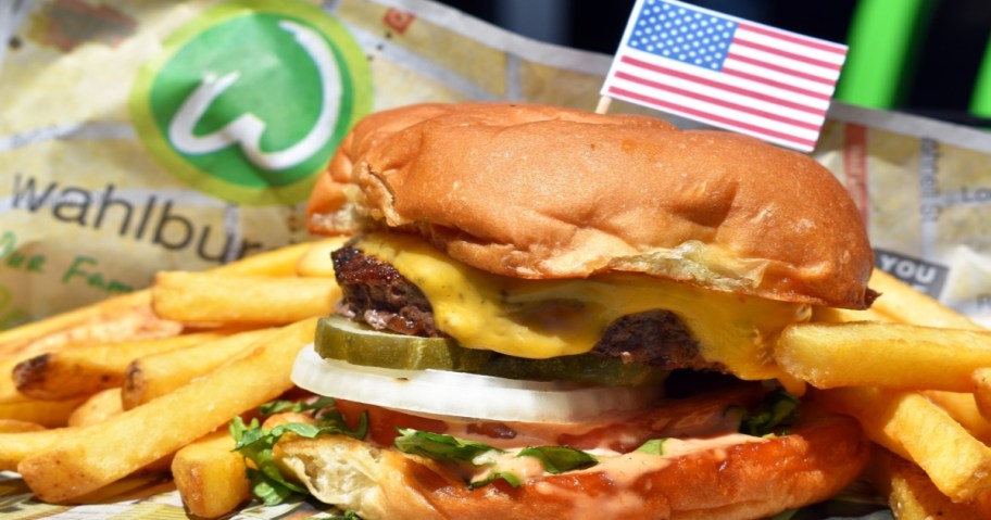 Wahlburger burger with fries