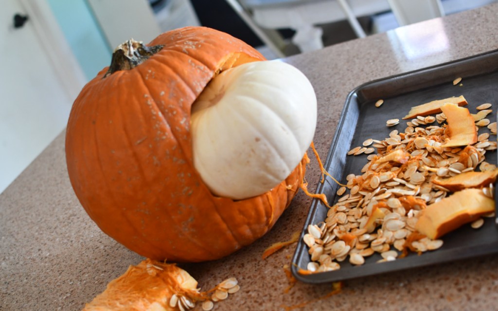 white pumpkin in orange