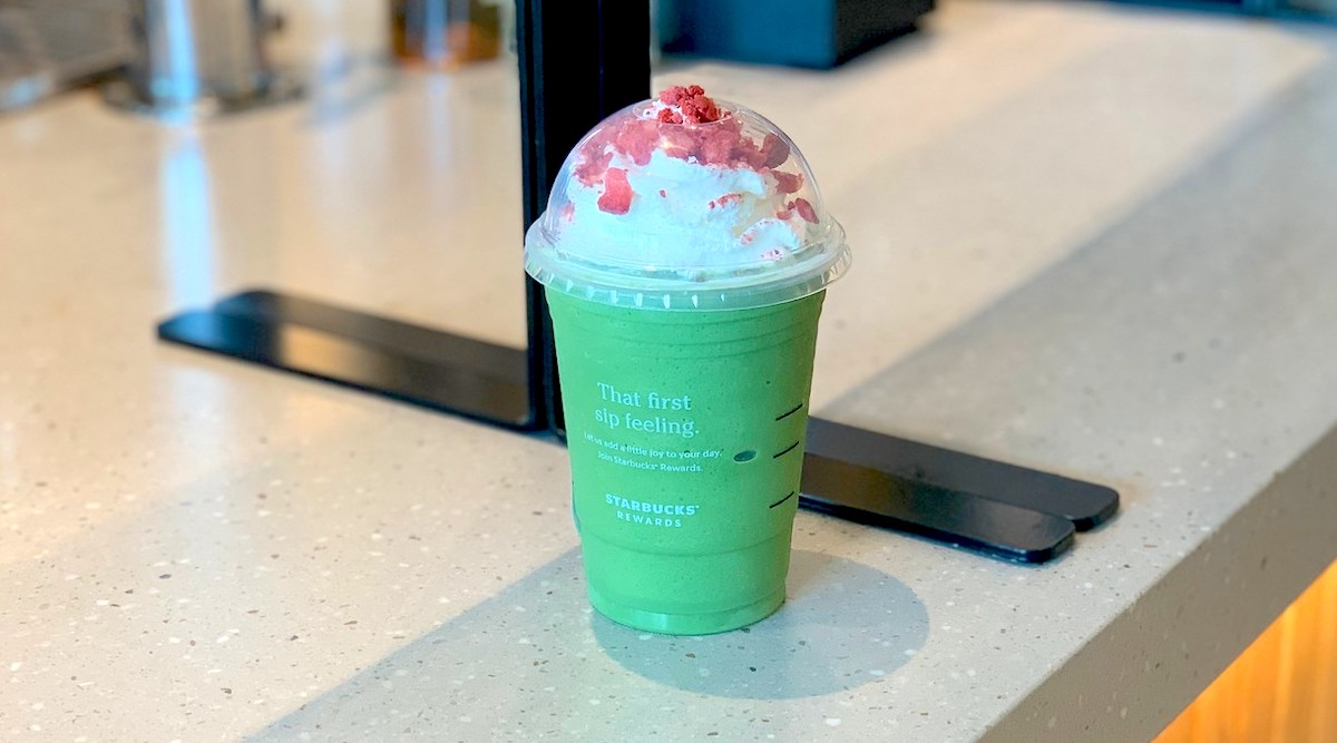 bright green starbucks winifred drink on counter