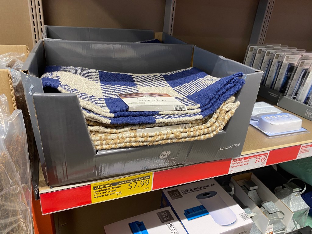 woven accent rug at ALDI