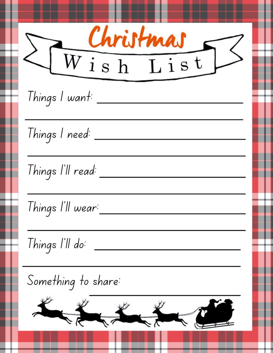 christmas wish list printable