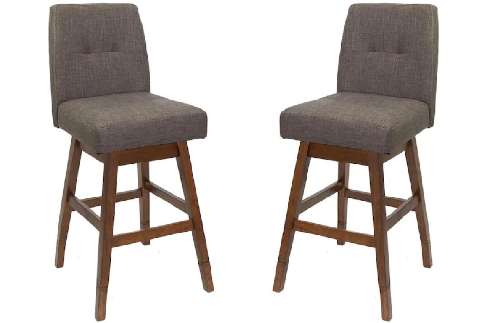 Chestnut Adjustable Upholstered Swivel Bar Stools