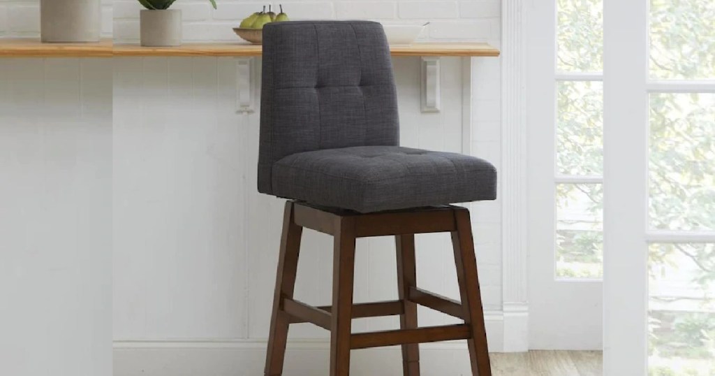 Chestnut Adjustable Upholstered Swivel Bar Stool