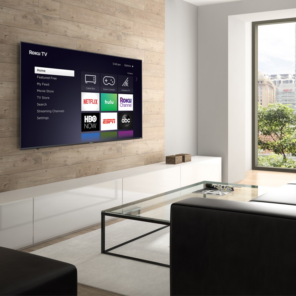 Element 70 TV on living room wall