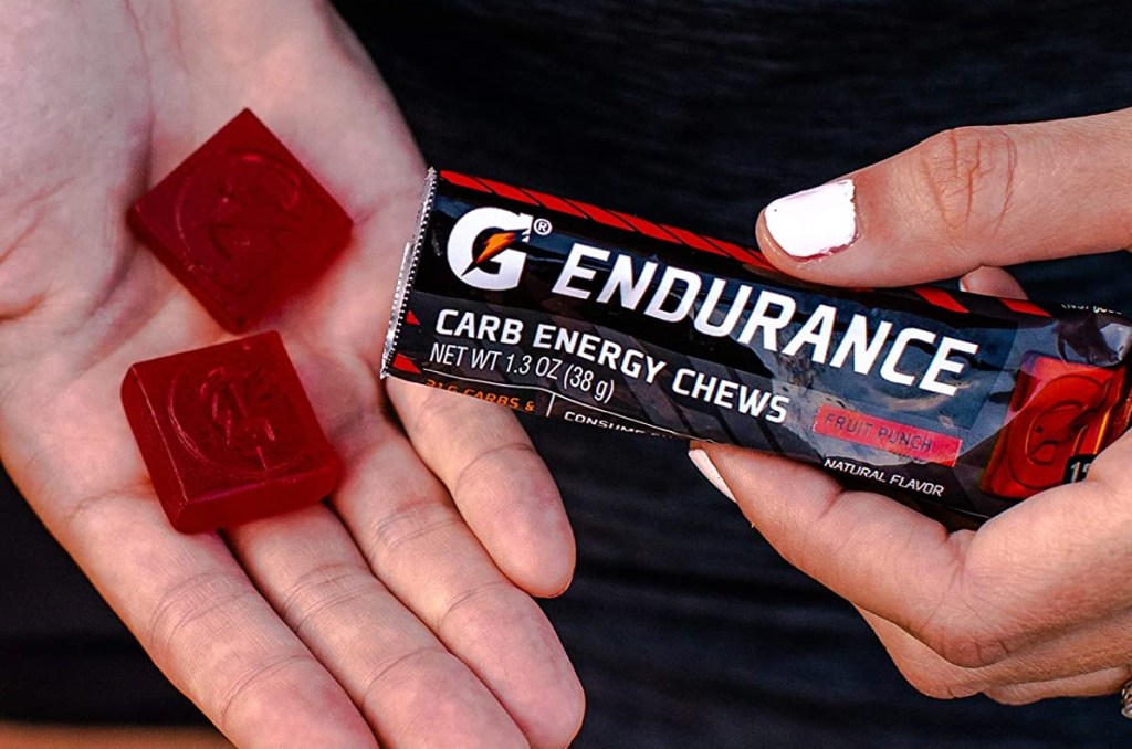 hand holding Gatorade chews