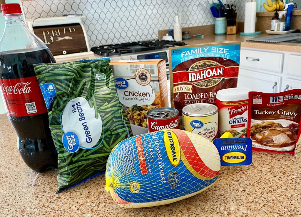 thanksgiving dinner ingredients on kitchen counter