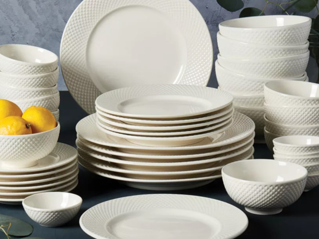 off-white 42-piece dinnerware set 