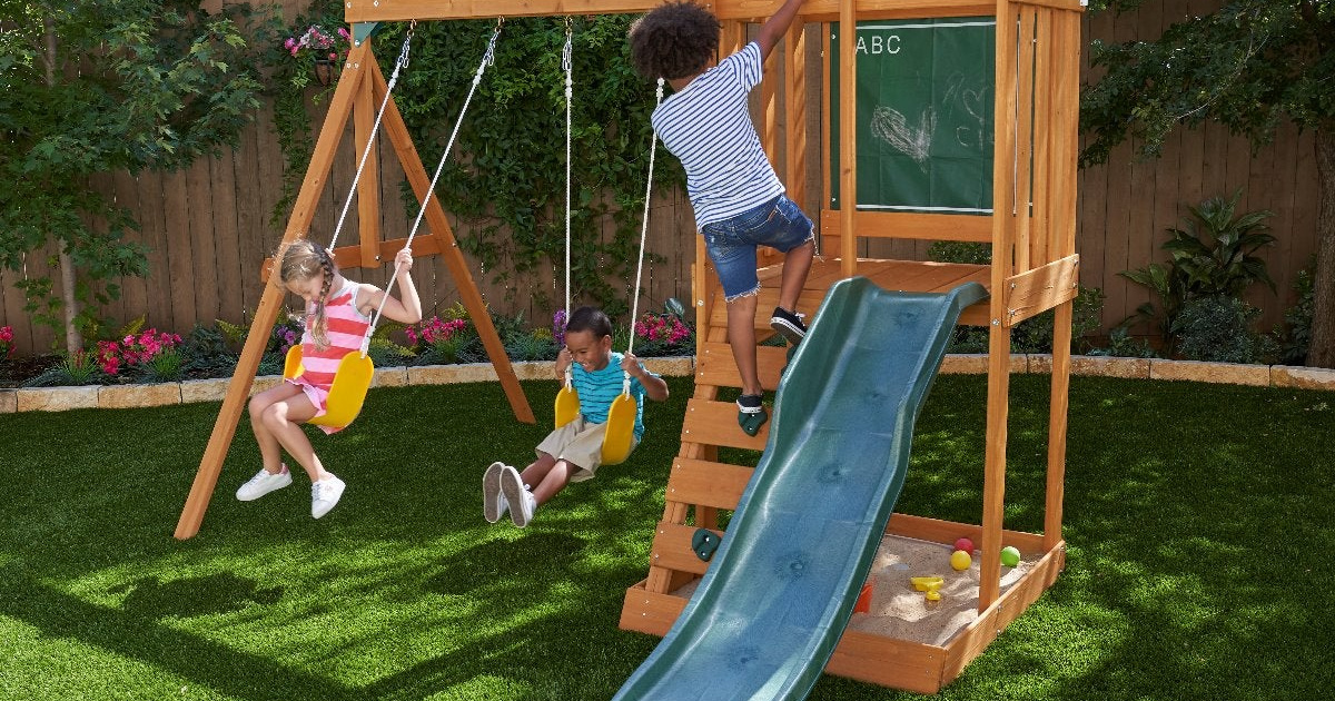 kids on swing set