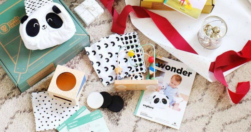 items found in a kiwico crate for kids spread out on a floor