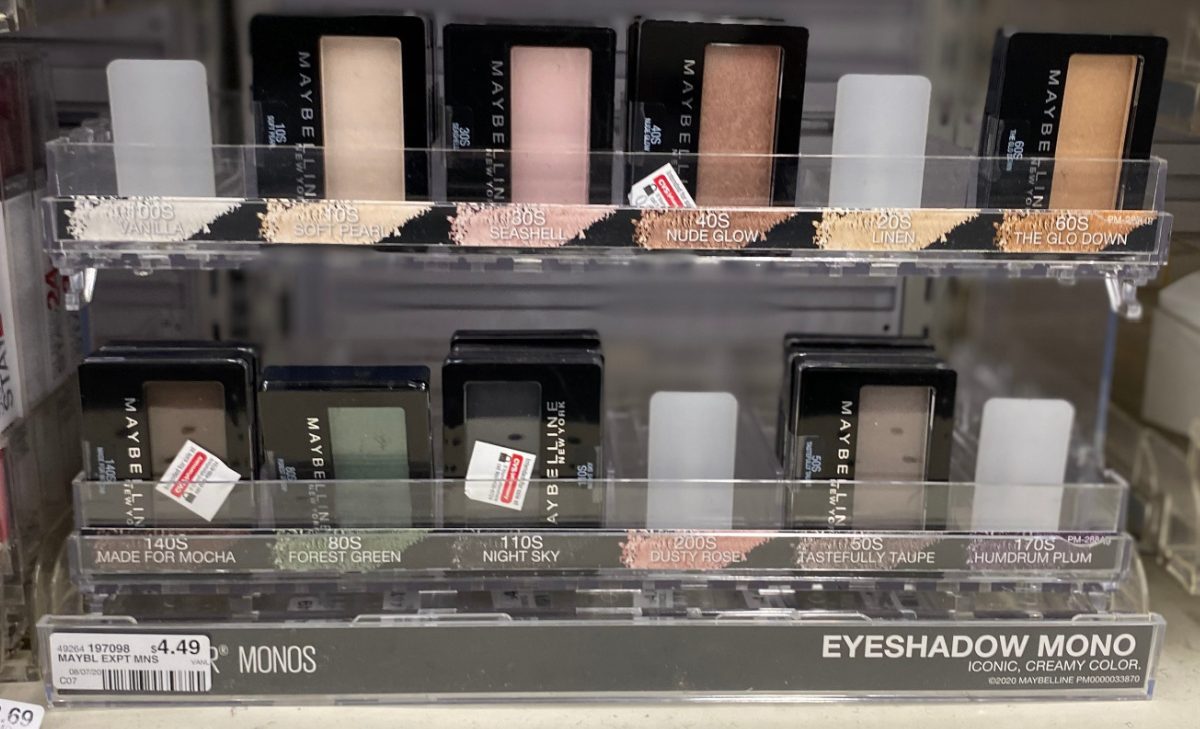 single eyeshadows on display in store