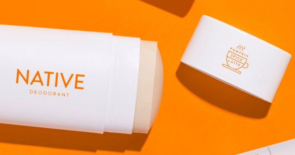 Native Pumpkin Spice Deodorant with the cap off