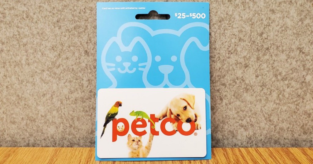 petco gift card on a counter top
