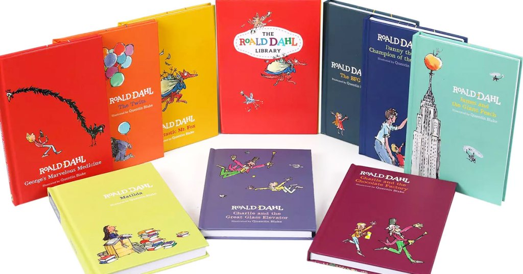 various colorful Roald Dahl childrens hardcover books