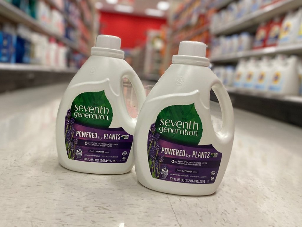 Seventh Generation Lavender Scented 100-Ounce Natural Liquid Laundry Detergent on floor at store