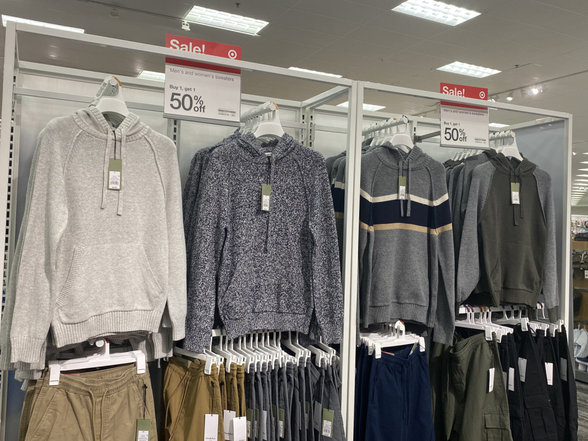 men's sweater display instore at target