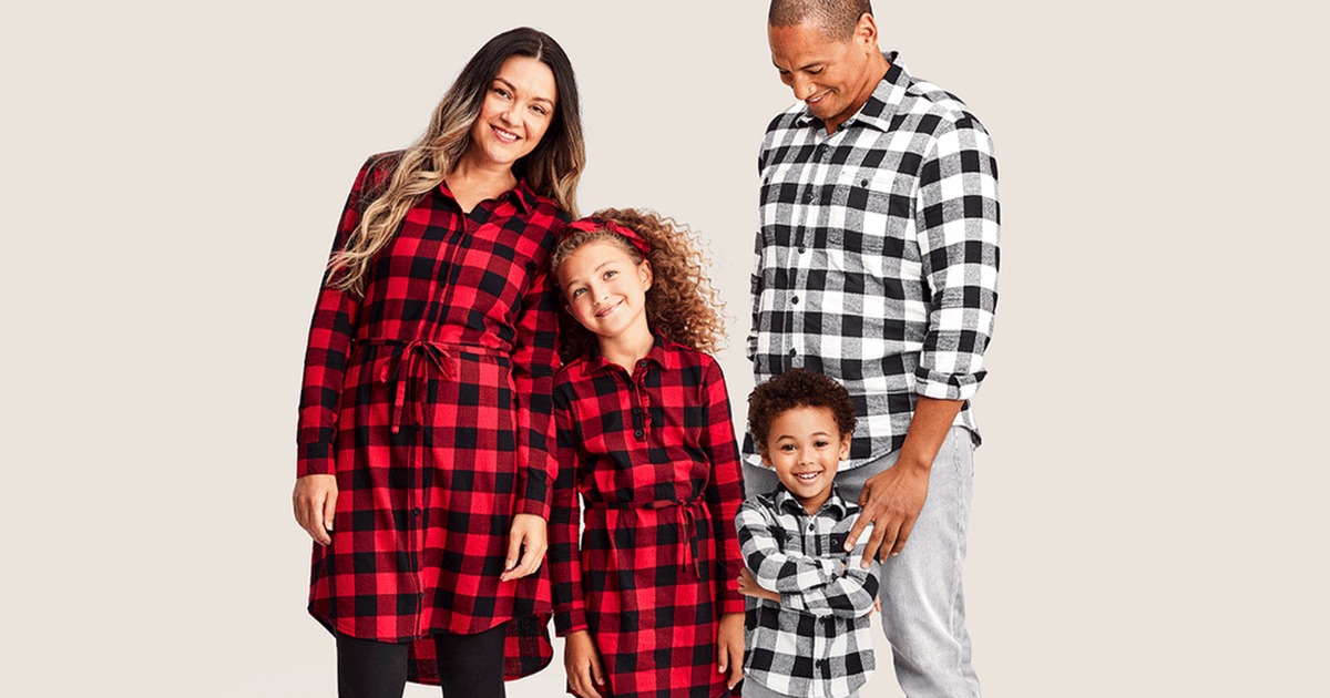 Family wearing matching outfits
