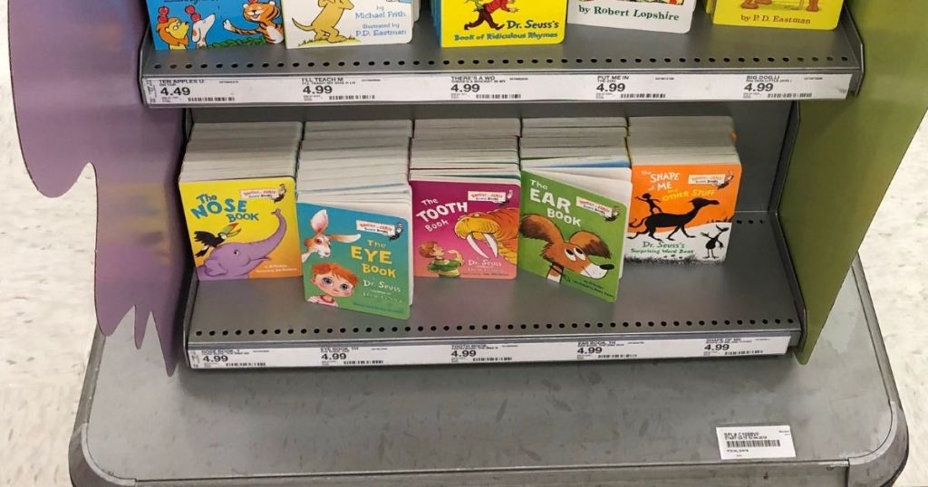 bookshelf in store with Dr. Seuss books