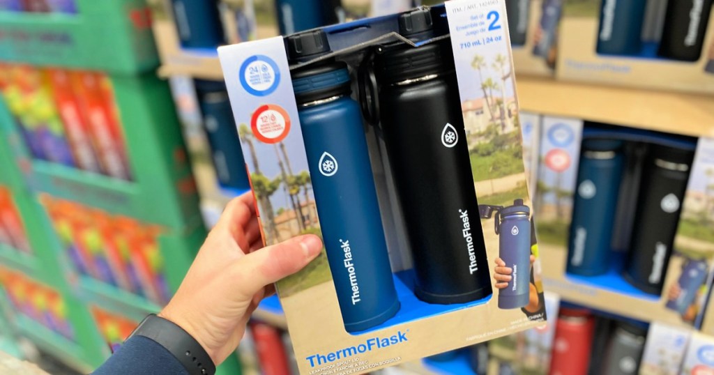 ThermoFlask 24oz Stainless Steel Insulated Water Bottle with Spout Lid, 2-pack