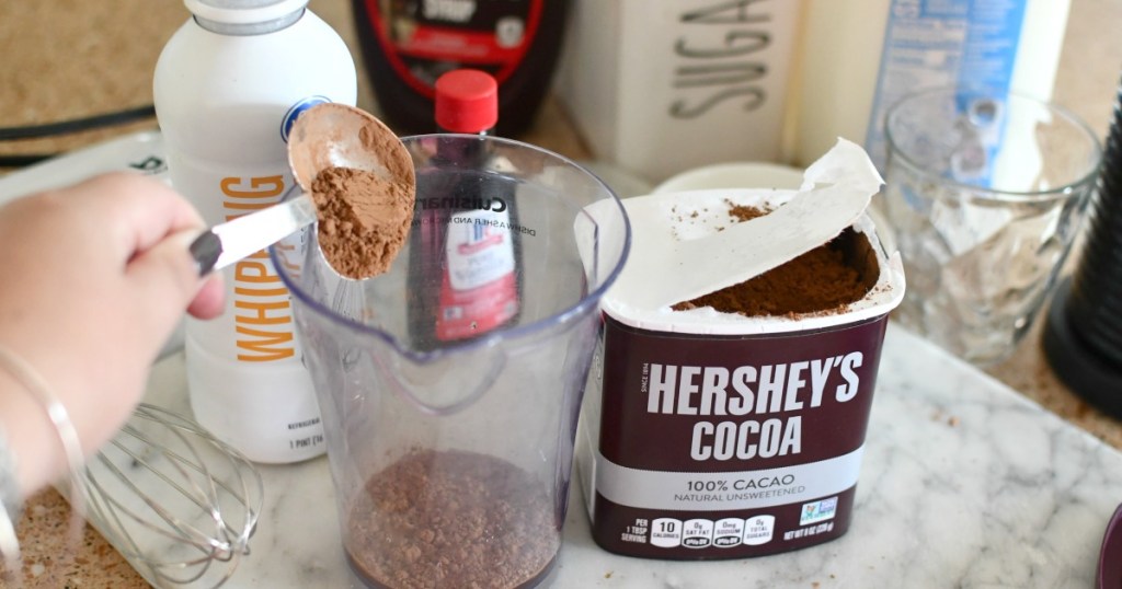 making whipped coffee with baking cocoa