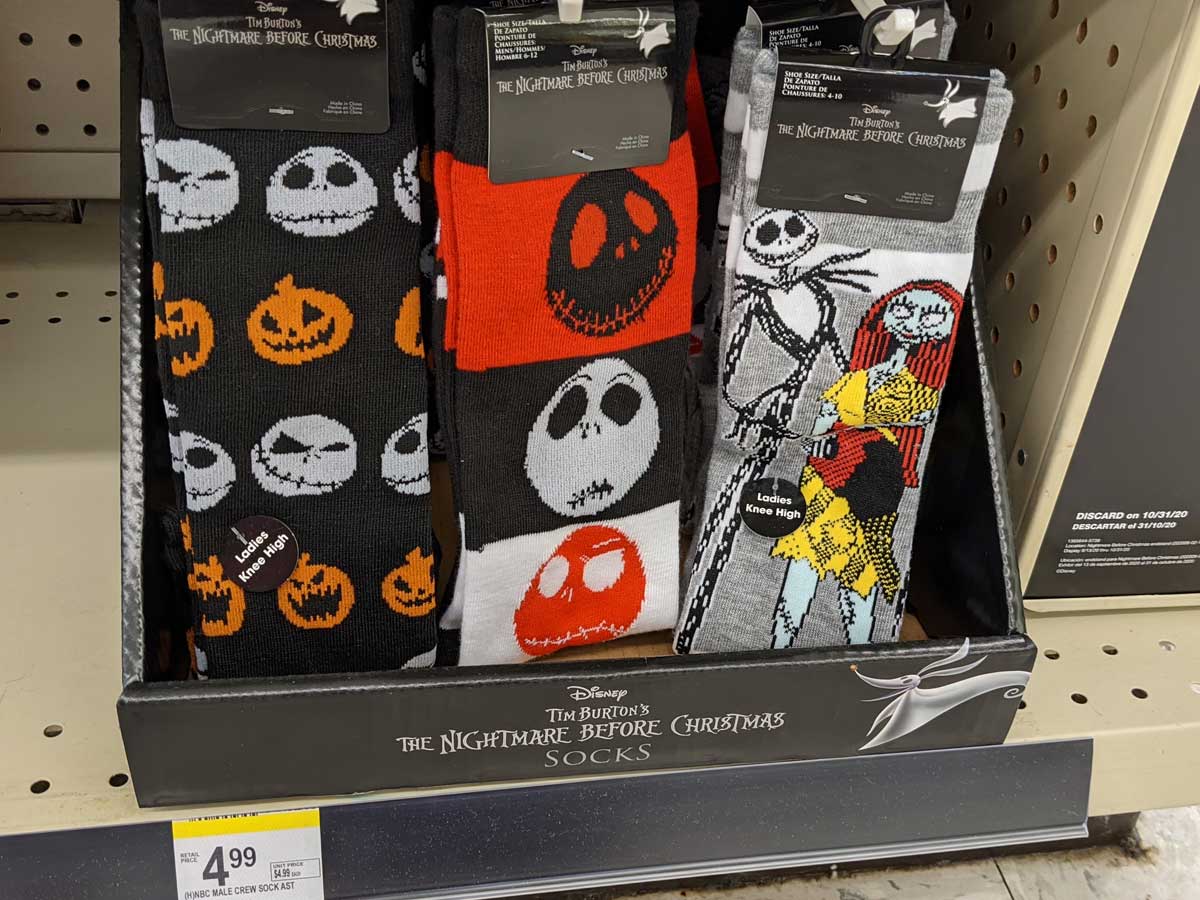 The Nightmare Before Christmas Socks on display in-store