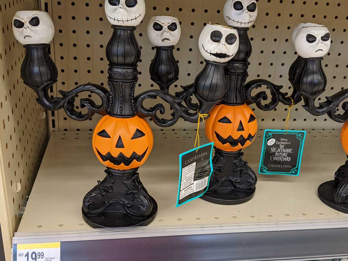 Nightmare Before Christmas light up candle decor on shelf