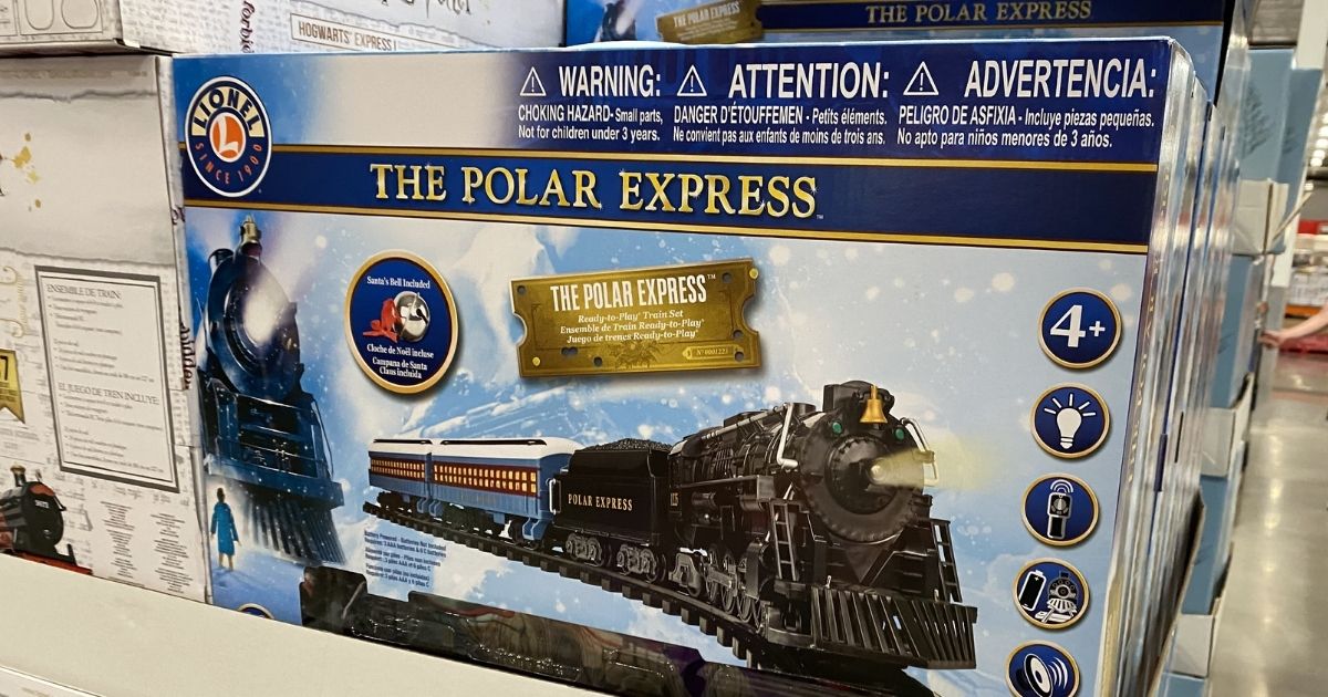 The Polar Express train set on display in store
