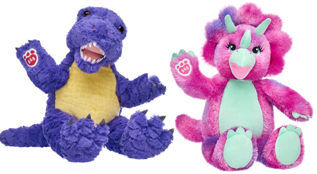 purple and pink dinosaurs from build a bear
