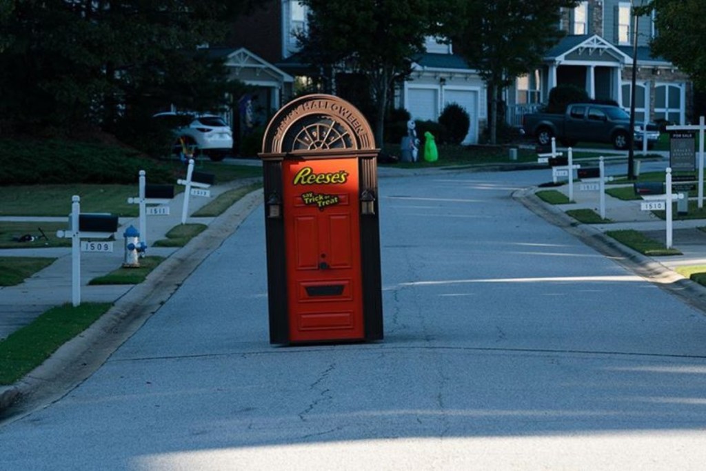 Reese's door rolling down a residential hill