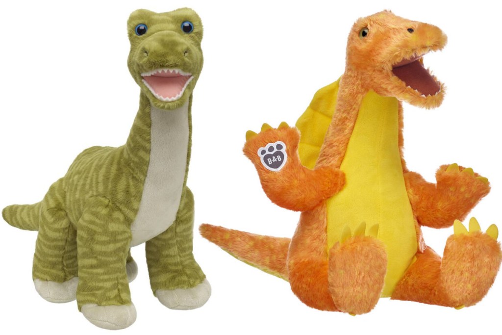two build a bear dinosaurs orange and green