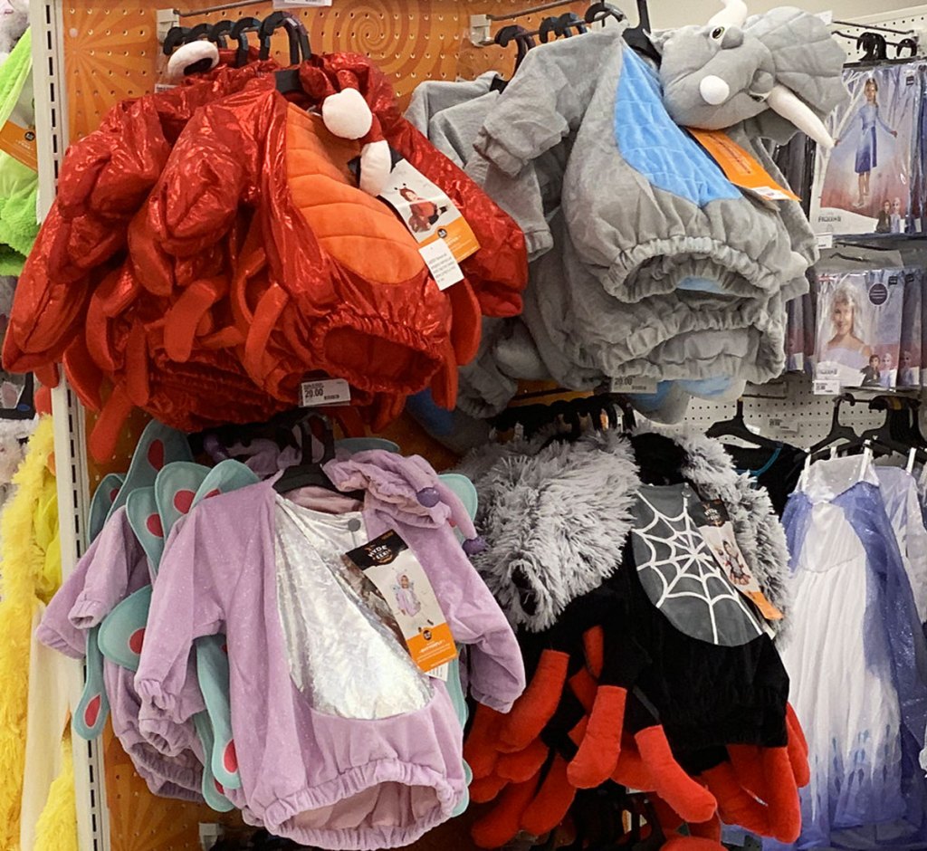 baby costumes on display at target