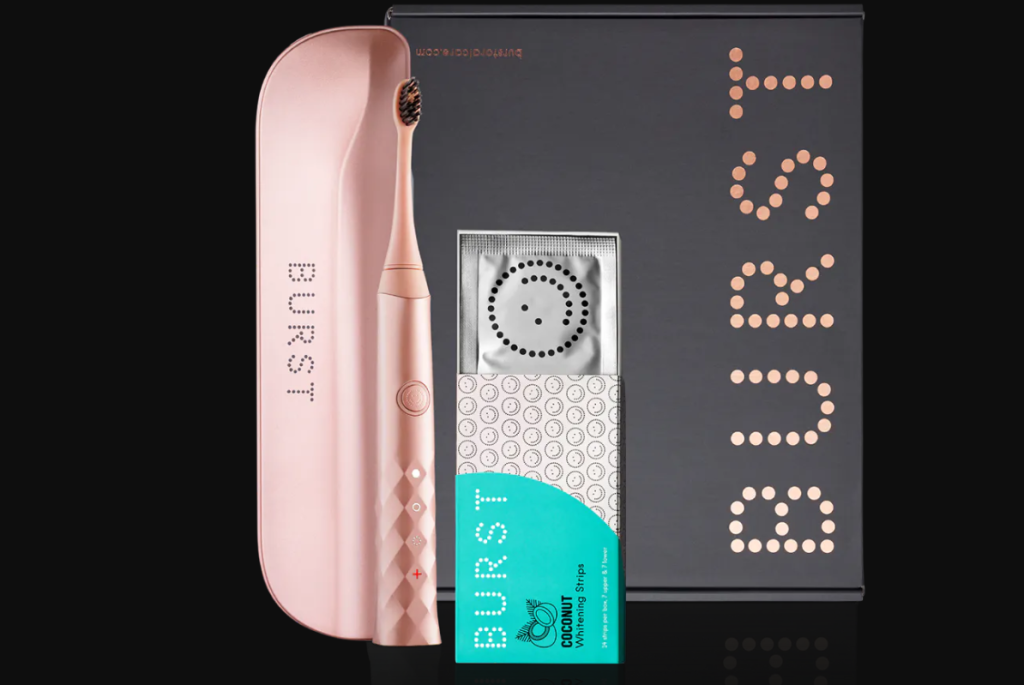 BURST Starter Kit with rose gold toothbrush and whitening strips