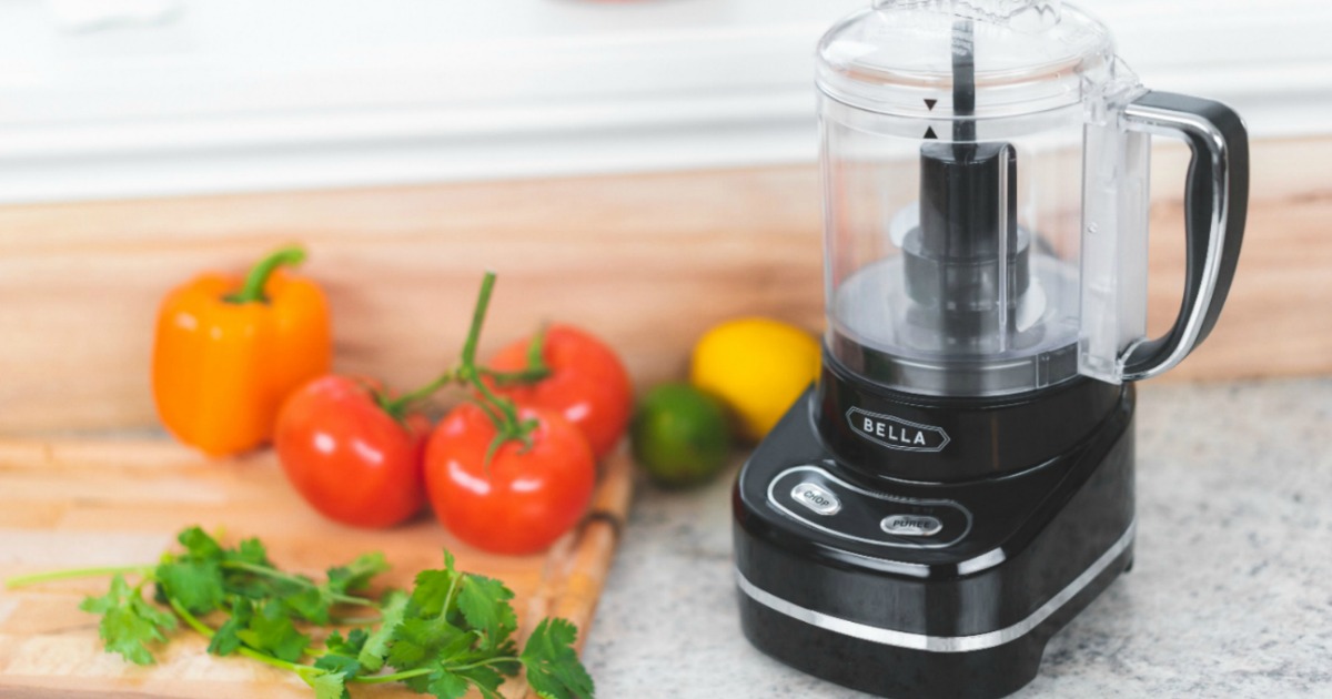 bella food chopper next to veggies on the counter