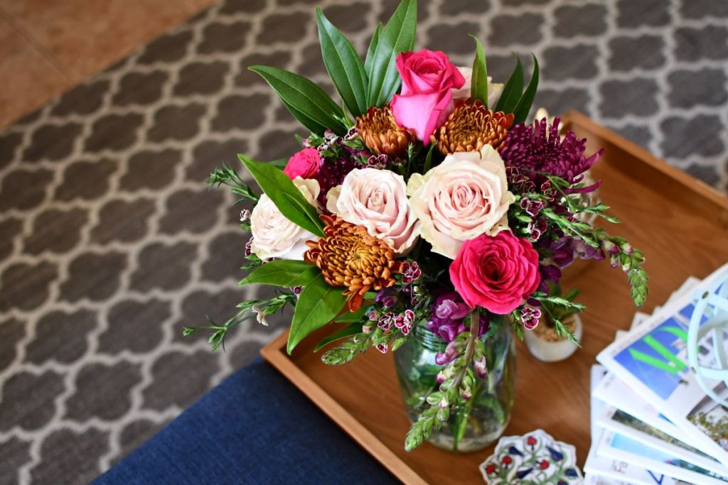 bouquet in a vase on a table