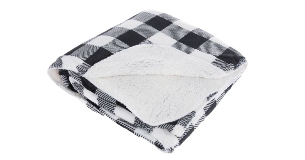 White/Black Buffalo Check Sherpa Throw