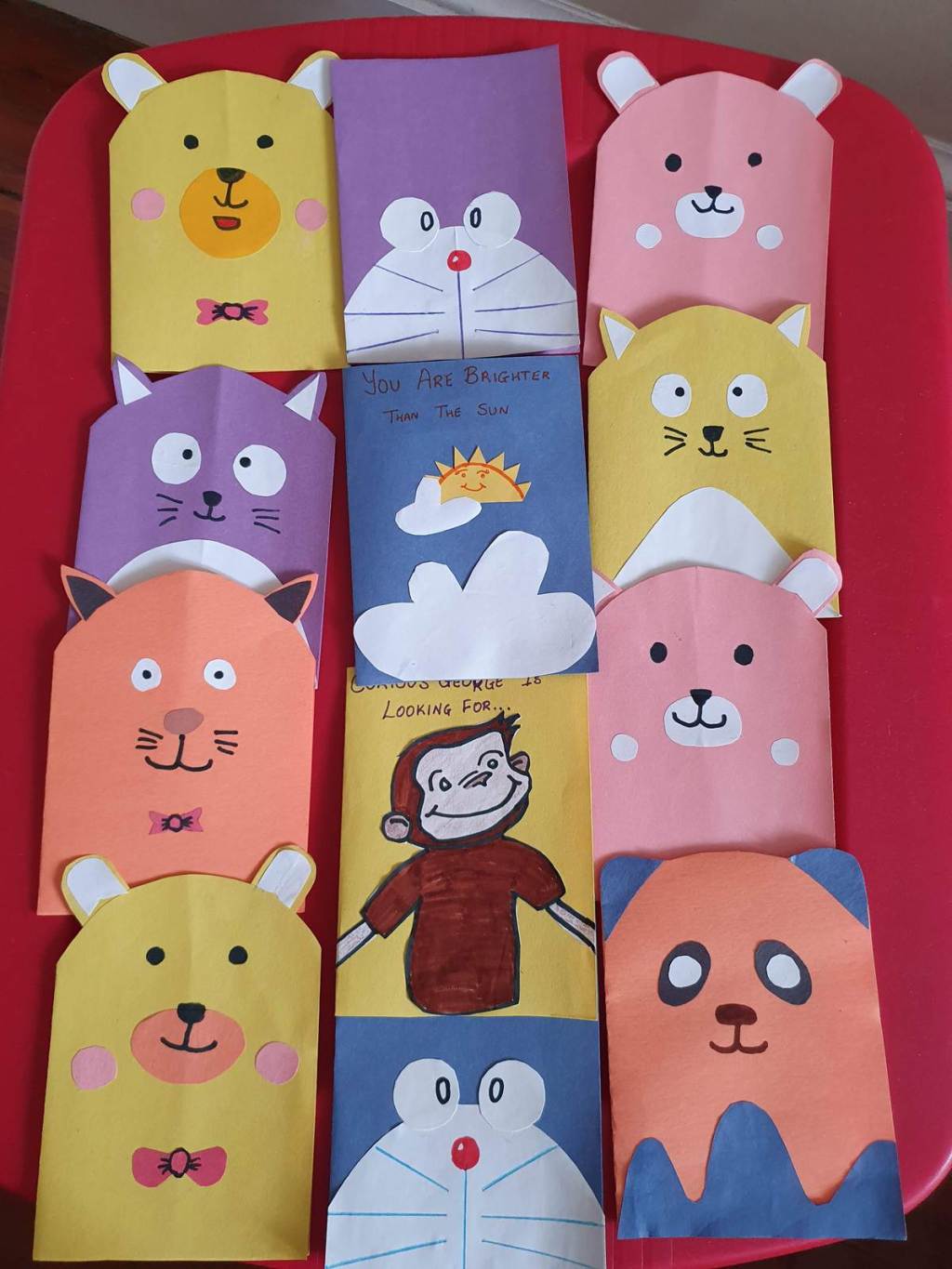 set of handmade cards for kids