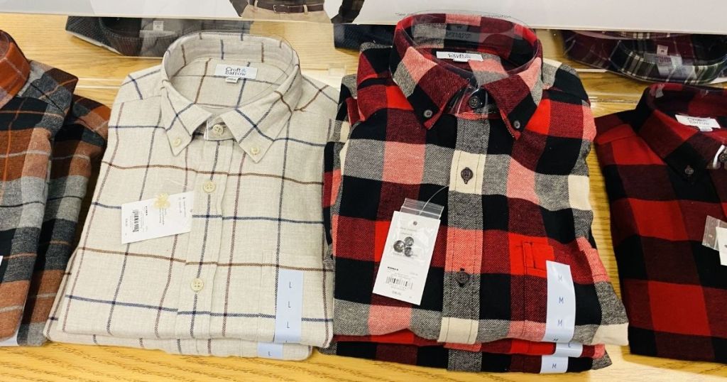 men's flannel shirts on a table