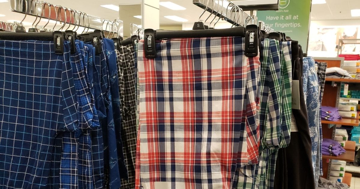 men's sleep pants on hangers at Kohl's