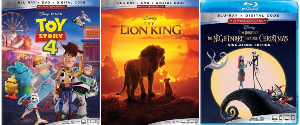 Disney Movies Toy Story 4, The Lion King 2019, The Nightmare Before Christmas