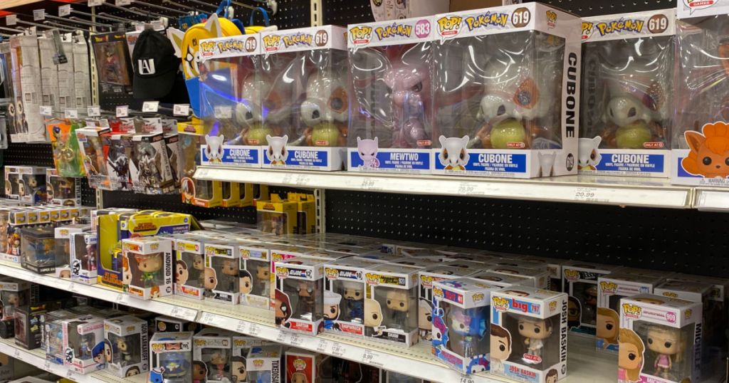 funko pop figures on shelf