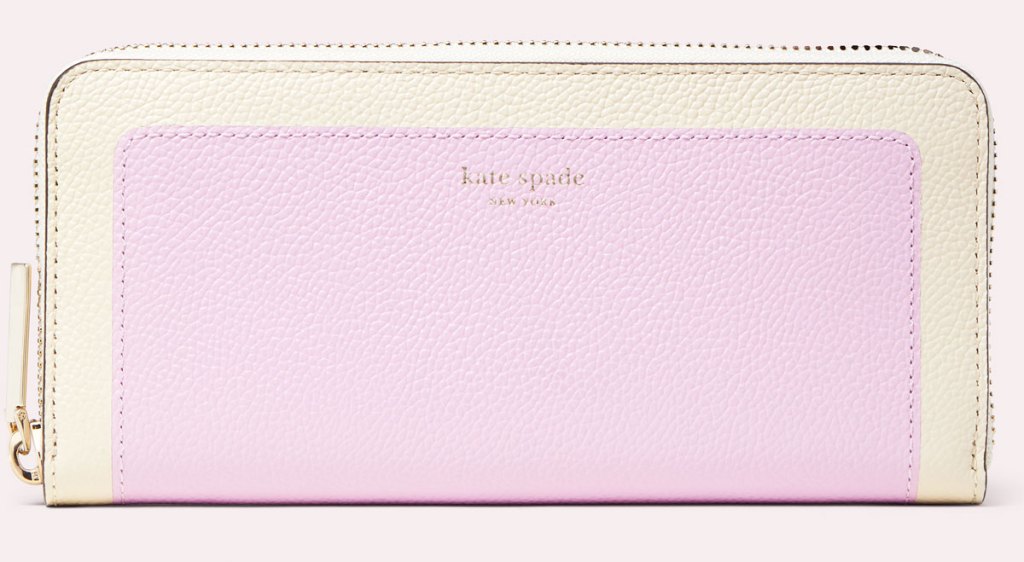 kate spade lilac and white colorblock zip around wallet