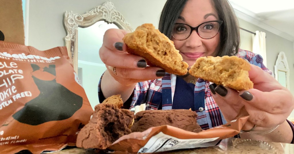 woman holding Nunbelievable Cookie