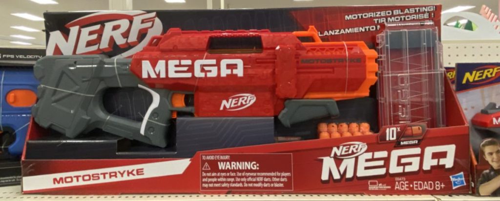 red toy blaster on store shelf