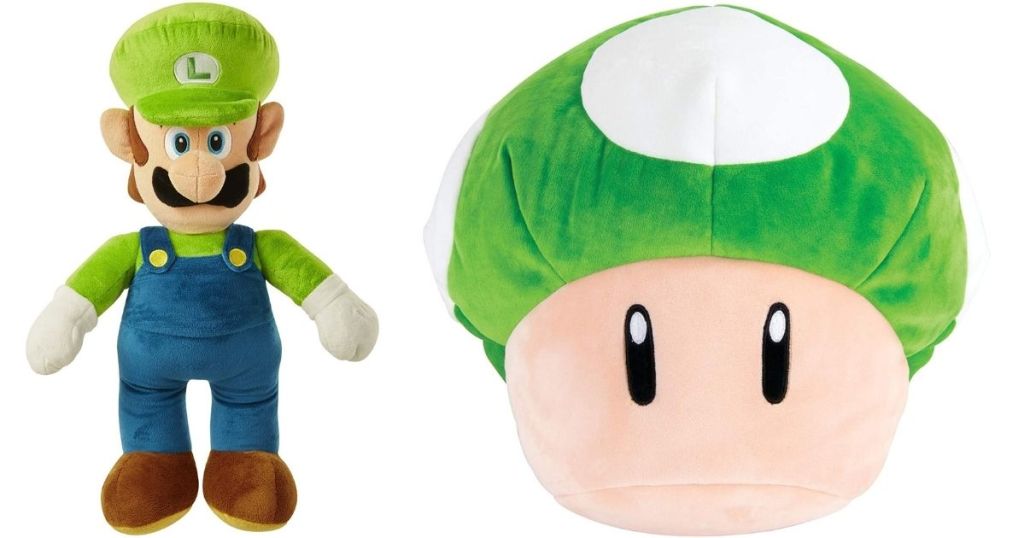 plush luigi and mushroom