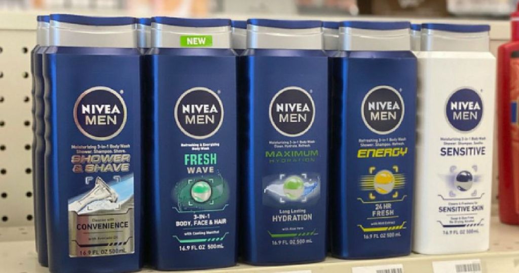 nivea body wash on shelf