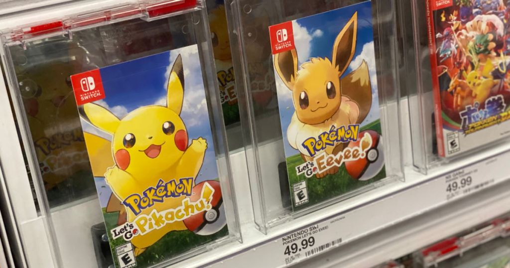two pokemon video games on shelf 