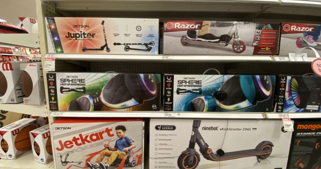 razor scooters on shelf at Target