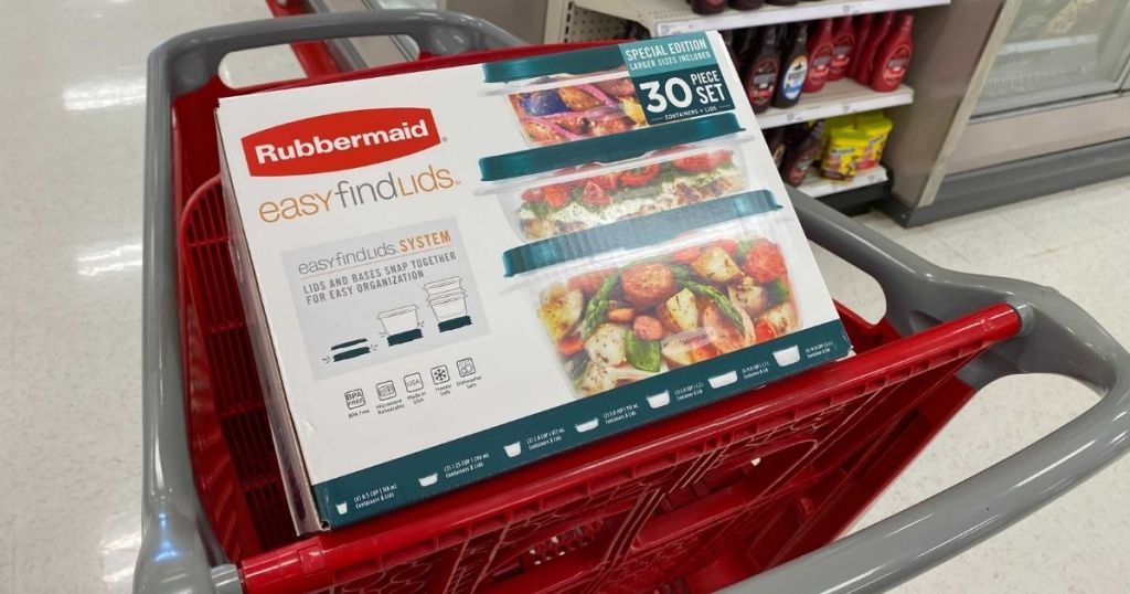 plastic tupperware in cart 